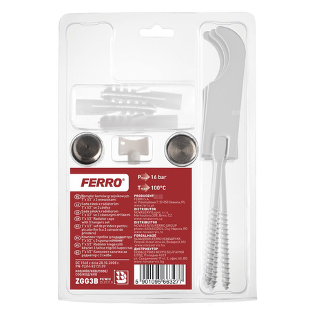 Komplet korków grzejnikowych 1" x 1/2" z 3-ma wieszakami