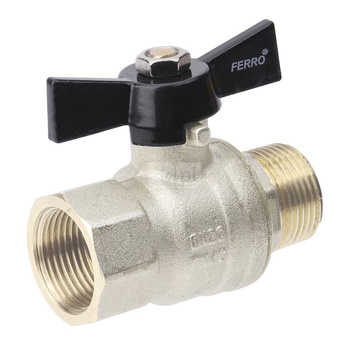 Zawór kulowy FERRO HERKULES 3/4'' GW x GZ, uchwyt: motylek