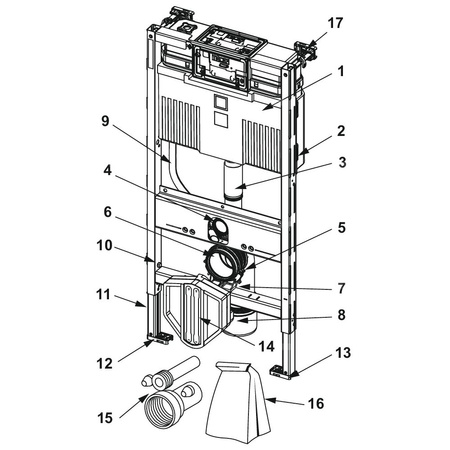 Stelaż podtynkowy do WC TECE profil, 980 x 500 x 160 mm, ze spłuczką