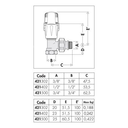 Kątowy zawór grzejnikowy z nastawą wstepną do rur stalowych 3/8"
