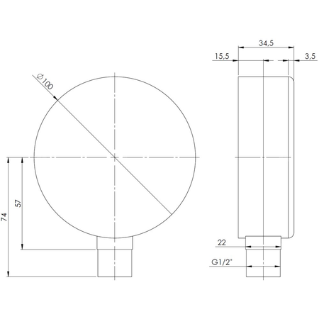 Manometr z rurką Bourdona AFRISO HY 0/2,5 bar G1/2B radialne fi 100 mm, kl. 1.6%