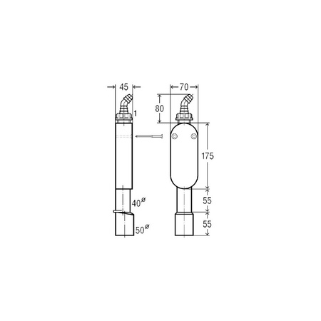 Syfon przeznaczenie: montaż ścienny, wąż odprowadzający wodę z pralki lub zmywarki do naczyń, tworzywo sztuczne, nr wzoru 5636.1 DN: 40/50