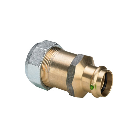 Złącze przejściowe Sanpress VIEGA 22156 trzyczęściowy, brąz / brąz, DN 25 x 28 mm (gw x mz), 104 mm, (głębokość: 73 mm) z uszczelką