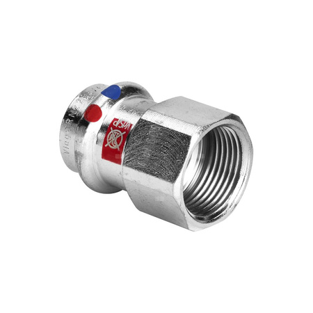 Złącze przejściowe Prestabo VIEGA 1112LF jednoczęściowy, stal (ocynk galwaniczny/elektrolityczny) / stal (ocynk), 18 mm x 1/2'' (mz x gw), 41 mm, (głębokość: 4 mm) z uszczelką