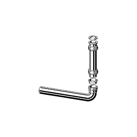 Łuk odpływowy 90 st. mosiądz chrom., nr wzoru 5621.1-880 G: 1¼ DN: 32 L: 255