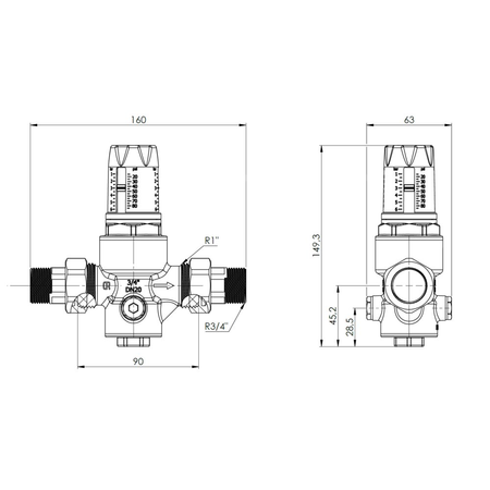 Regulator ciśnienia wody AFRISO BPR 422 mosiądz, półśrubunek 3/4'', 25 bar