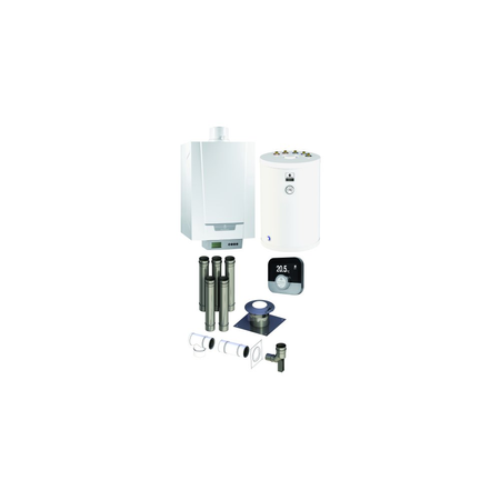 Pakiet - Kocioł gazowy jednofunkcyjny DE DIETRICH MCR3 Evo 24T kondensacyjny wiszący 6.1 - 24.8 kW+ Zestaw powietrzno-spalinowy + RegulatorSMART TC + Zasobnik c.w.uSRK100MG