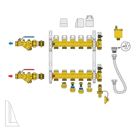 Zespół rozdzielaczy z zaworami odcinającymi i zaworami do regulacji natężenia przepływu O1" X 8 3/4"GZ