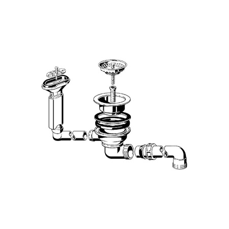 Komplet odpływowo-przelewowy nr wzoru 7139.153 G: 1½ fi: 114,5 do zlewozmywaków z otworem odpływowym fi 90