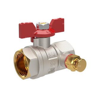 Zawór kulowy SENA VA30 Ni-free, 1GW x 1GW, ze spustem i odpowietrznikiem, pokrętło motylkowe