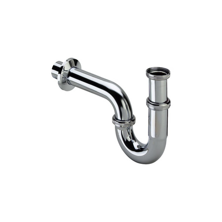 Syfon rurowy mosiądz chrom., nr wzoru 5611 G: 1½ d: 38 L1: 85 L2: 200 H1: 140–200 H2: 125