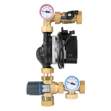 Grupa pompowa AFRISO BTU 501 nakrętka x nakrętka 1'' x 1'', z zaworem mieszającym, z pompą obiegową Grundfos UPM3 Auto