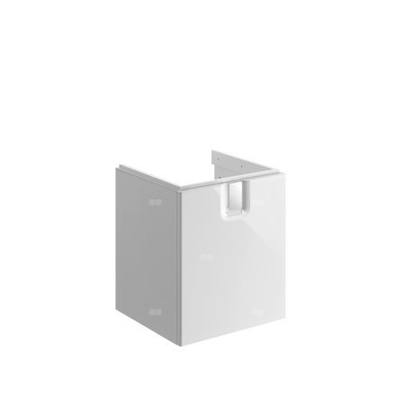 Szafka pod małą umywalkę Koło Twins, z jedną szufladą, B50cm, korpus i front: biały / lakierowany na wysoki połysk, uchwyt: chromowany z połyskiem 