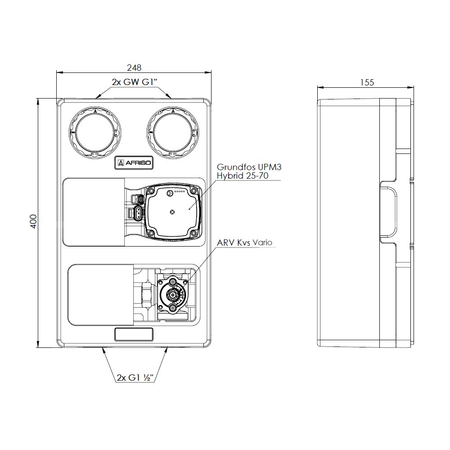 Grupa pompowa PrimoTherm K 180-2 DN25 GP 3-WM, pompa Grundfos UPM3 Hybrid, zawór mieszający ARV Kvs Vario