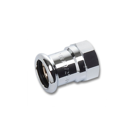 Mufa SANHA Press, miedź (chromowanie), 15 mm x 1/2'' (zw x GW)