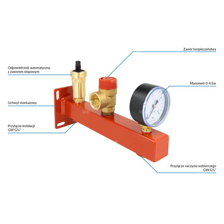 Zespół przyłączeniowy AFRISO BSS 3/4'' GW x GW, max. 1.5 bar + wskaźnik ciśnienia