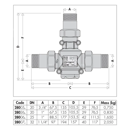 Termostatyczny zawór zabezpieczajacy dla kotłów na paliwo stałe DN32 1"1/4M 70 st. 