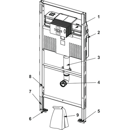 Stelaż podtynkowy do WC TECE profil dla dzieci, 1120 x 500 x 150 mm, regulowana wysokość, ze spłuczką