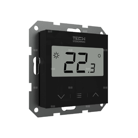 PRZEWODOWY Regulator pokojowy DWUSTANOWY DO SYSTEMÓW RAMKOWYCH czarny, model F-2z v1