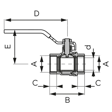 Zawór kulowy FERRO F-POWER 3/8'' GW, uchwyt: dźwignia