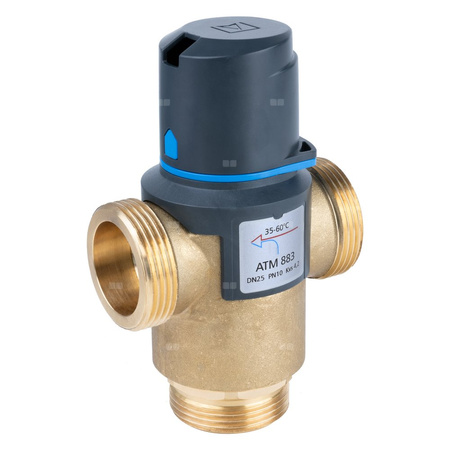 Zawór regulacyjny termostatyczny do wody ciepłej AFRISO ATM 883 mosiądz GZ 1 1/4'', DN 25, zakres temp. 35-60'C, Kvs 4.2 m3/h, maksymalna temperatura 110'C, maksymane ciśnienie 10 bar