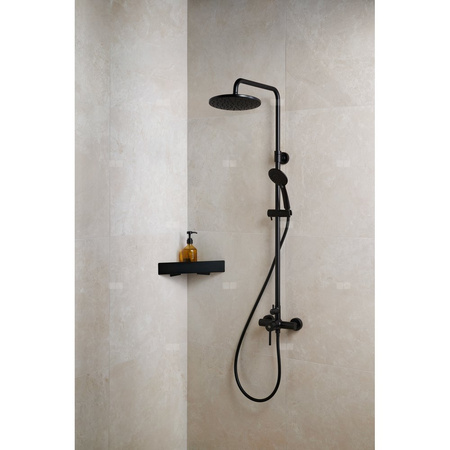 Deszczownia MOZA z baterią natryskową ścienną, black