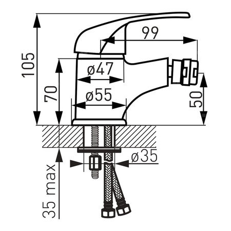 Bateria bidetowa stojąca FERRO VASTO, kolor chrom