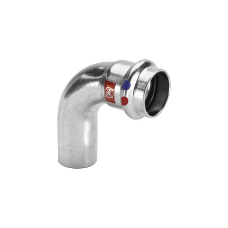 Łuk Prestabo 90' VIEGA 11161LF jednoczęściowy, stal (ocynk galwaniczny/elektrolityczny) / stal, 54 mm (kw x mz), (głębokość: 65 mm) z uszczelką