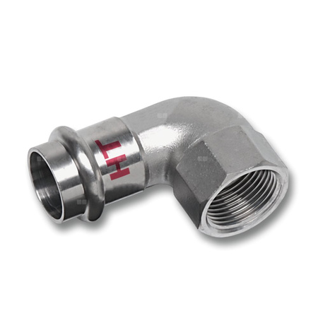 Kolano 90' SANHA NiroSan Press Industry, stal nierdzewna, 22 mm x 3/4'' (zw x GW)