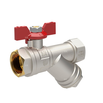 Zawór kulowy SENA Ni-free, z filtrem, 3/4GW x 3/4GW, pokrętło motylkowe