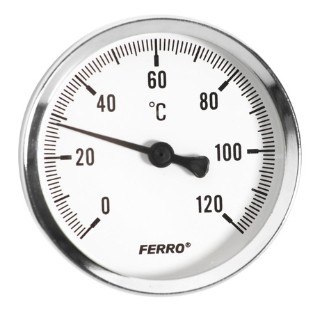 Termometr bimetaliczny FERRO fi 100 mm 120'C połączenie aksjalny