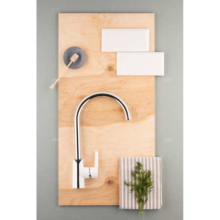 Bateria zlewozmywakowa stojąca KFA Armatura ANGELIT, kolor chrom, biała, mosiądz