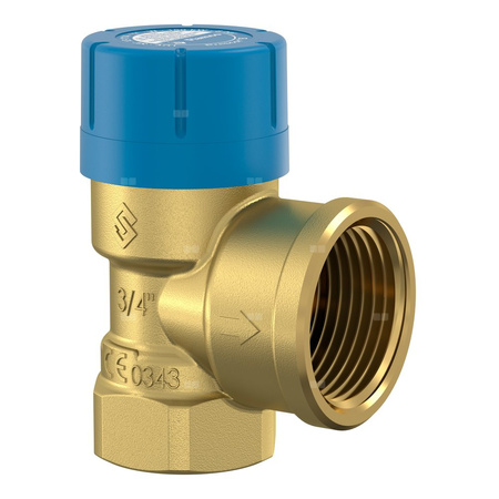 Zawór przelewowy kątowy (90') FLAMCO MEIBES Prescor B mosiądz, 6 bar GW cylindryczny bspt-rp 3/4'' x 1''