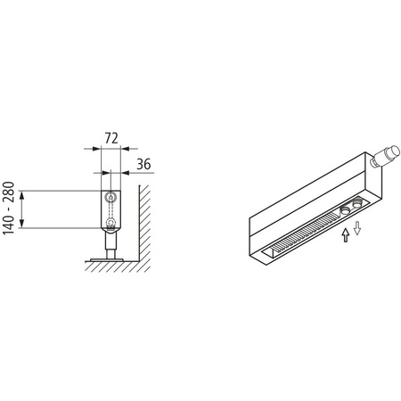 Konwektor Kermi V-Konvektor Typ21 BH280x72x900mm QN728, weiß, 6 bar, o. Abd., Vent. re