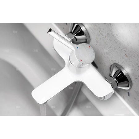 Bateria wannowa ścienna KFA Armatura ANGELIT, kolor chrom biała