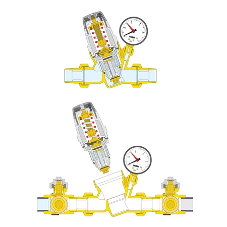 Automatyczny zawór do napełniania instalacji 1/2'' z przyłączem manometru 1/4'' GW