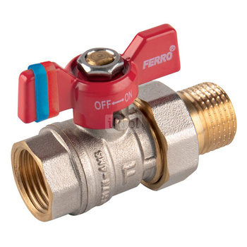 Zawór kulowy FERRO F-COMFORT 1/2'' GW x GZ, uchwyt: motylek