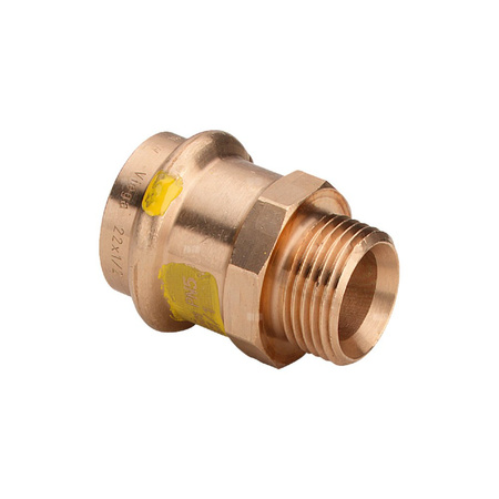 Złącze przejściowe Profipress VIEGA 26115 jednoczęściowy, brąz / brąz, 15 mm, 1/2'' (mz x gz), 44 mm