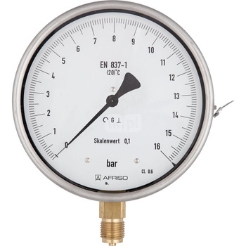 Manometr z rurką Bourdona AFRISO RF precyzyjny ChF -1/9 bar G1/2B aksjalne fi 160 mm, kl. 0.6%