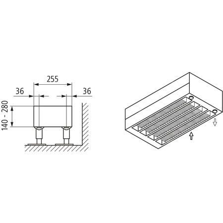 Konwektor Kermi Konvektor Typ54 BH140x255x1100mm QN1635,weiß,6bar,o. Abd.,AB Uni.