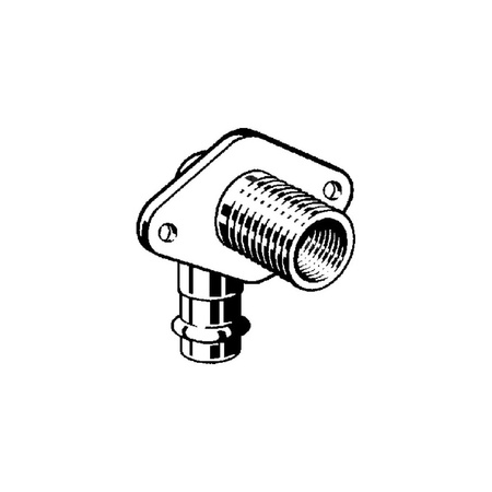 Przepust ścienny Sanpress 90' VIEGA 22321 jednoczęściowy, kątowy, brąz / brąz, 15 mm, 1/2'' x 3/4'' (mz x gw), 65 mm