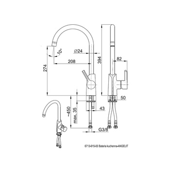 Bateria zlewozmywakowa stojąca KFA Armatura ANGELIT, kolor chrom, biała, mosiądz