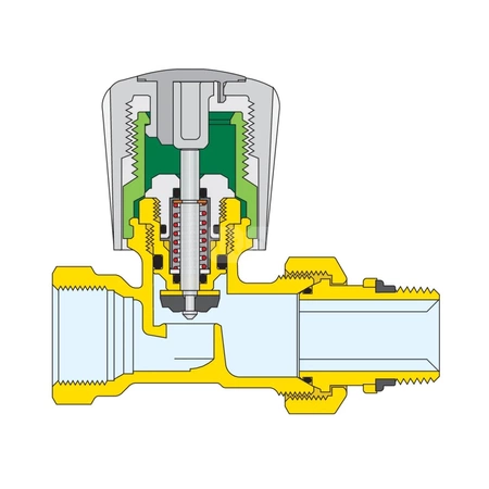 Kątowy zawór grzejnikowy przystosowany do rur miedzianych oraz rur z tworzyw sztucznych 3/4"x 1/2"