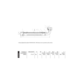 Wąż przyłączeniowy elastyczny PERFEXIM PHA-9156 DN25, GW x GZ, 1" x 1", długość 800mm