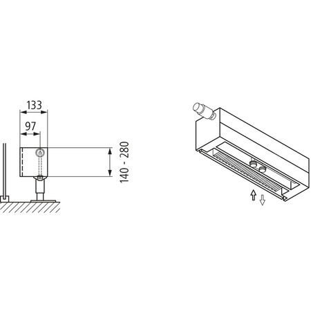 Konwektor Kermi V-Kon S Typ22 BH280x133x1400mm QN1554, weiß, 6 bar, o. Abd., Vent. re