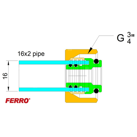 Eurokonus FERRO (kpl. 2 szt), mosiądz, 16 x 3/4'' (zacisk x GW)