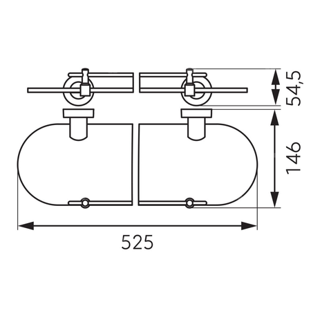 MEPHISTO półka szklana, chrom