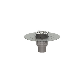Wpust KESSEL Classic z 1 przyłączem DN 70, odpływ pionowy (zdejmowany), kratka 100x100mm stal nierdzewna