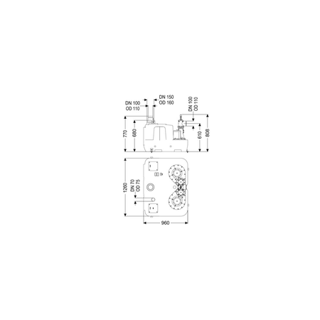 Przepompownia Aqualift F XL Duo, 3000W-S1, 400V,450L, z zasuwą odcinającą