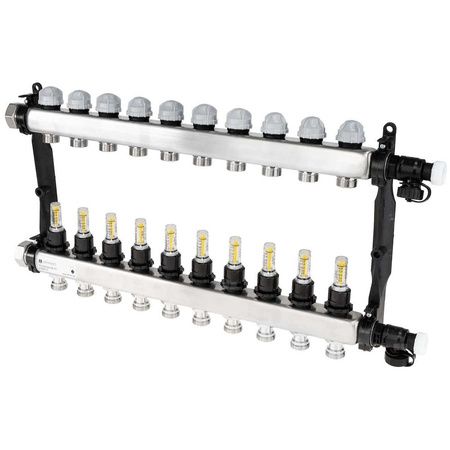 Rozdzielacz do ogrzewania podłogowego AFRISO ProCalida VA 1C 10-obieg. stal nierdzewna GZ 1'' x euroconus 3/4''